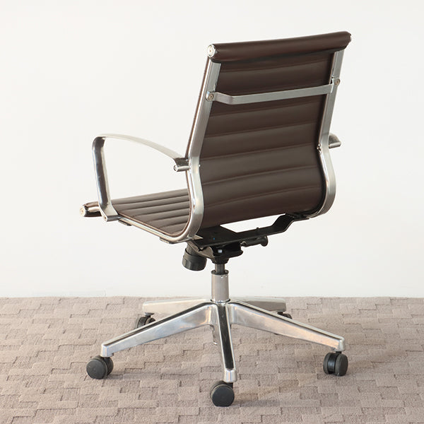 Brown Leather Eames Style Drafting Chair