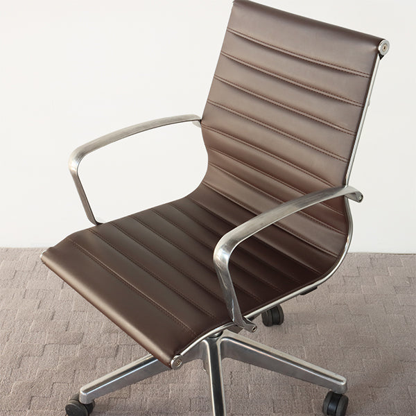 Brown Leather Eames Style Drafting Chair