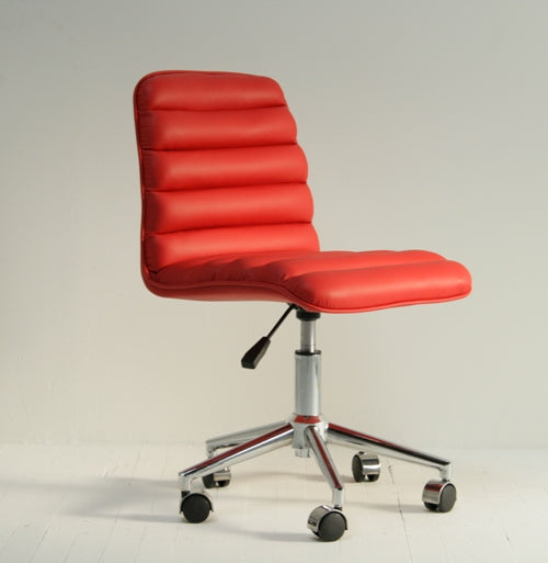 Red Leather Armless Task Chair 8