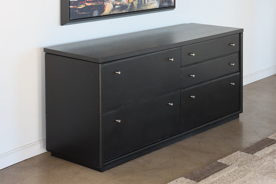 Black Leather Office Sideboard