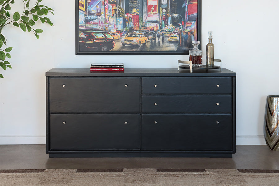 Black Leather Office Sideboard