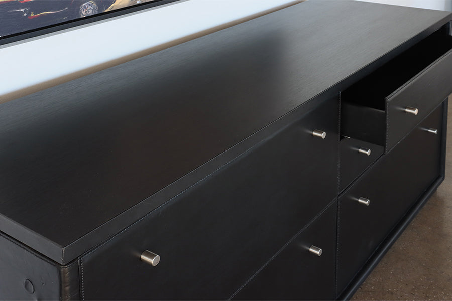 Black Leather Office Sideboard