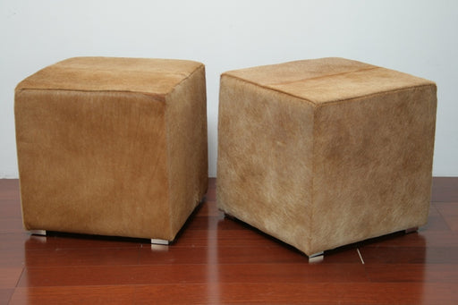 Beige Cowhide Ottoman 8