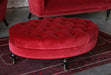 Ruby Red Tufted Velvet Ottoman 9