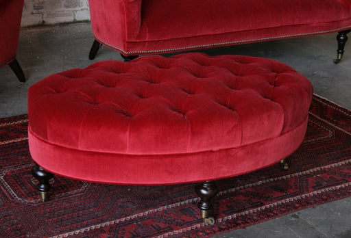 Ruby Red Tufted Velvet Ottoman 9