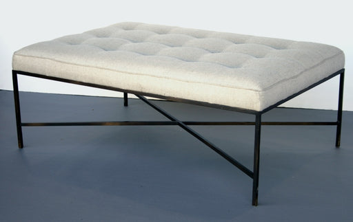 Jonathan Ottoman in Antique Bronze with Stone Linen Upholstery 8
