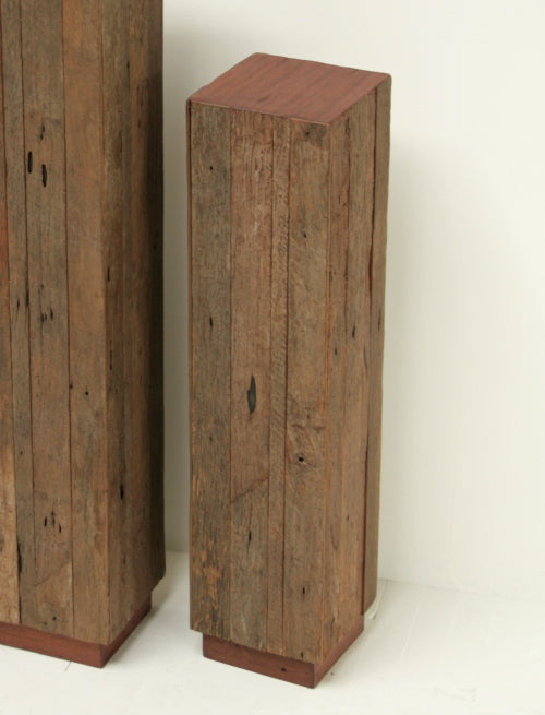 Medium Reclaimed Red Wood and Teak Pedestal 9