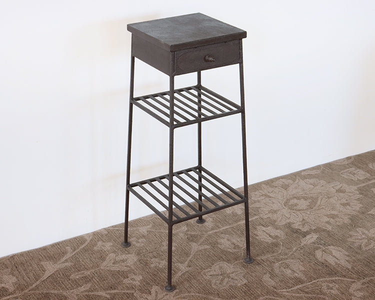 Iron Pedestal or Plantstand with Drawer
