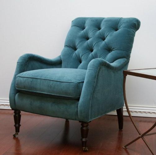 Peacock Blue Velvet Tufted Club Chair 8