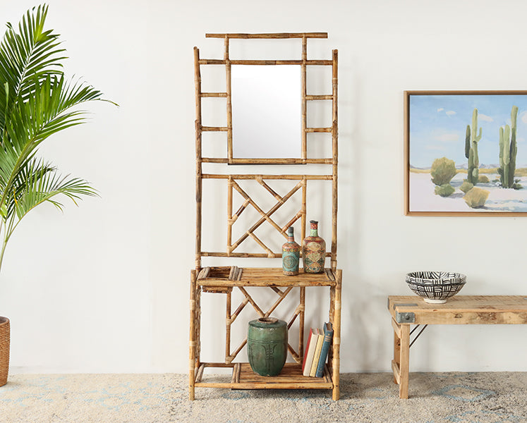 Bamboo Hall Tree with Mirror