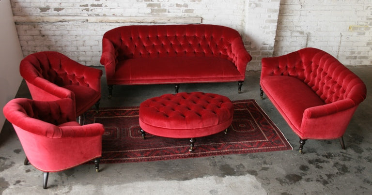 Ruby Red Tufted Velvet Set 3 9