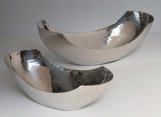  Set of 2 Assorted Hammered Nickel Bowls 8