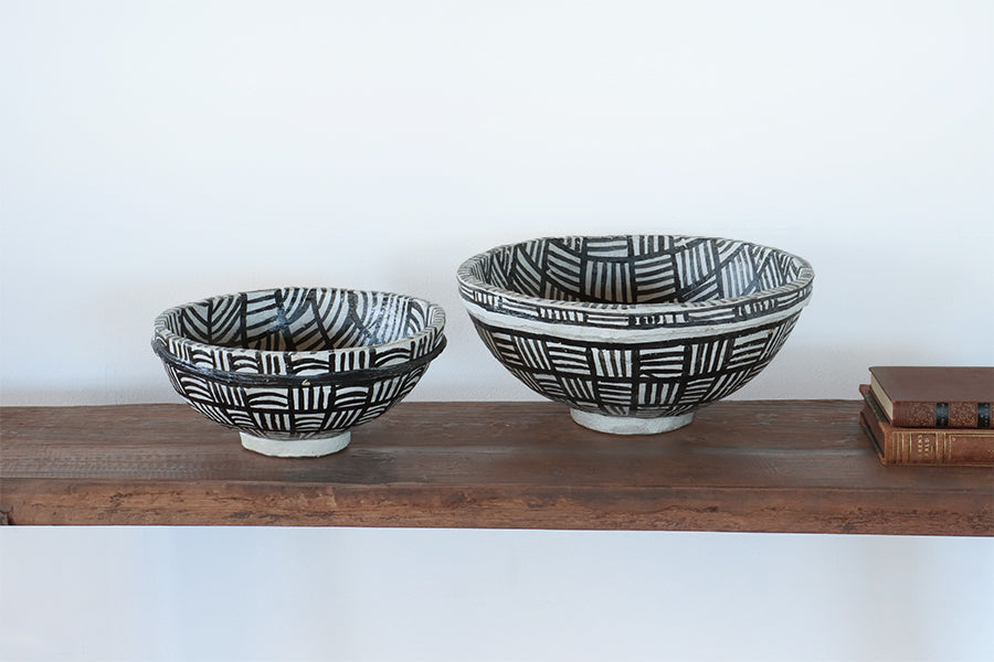 Set of 2 Hand Painted Paper Mache Bowls