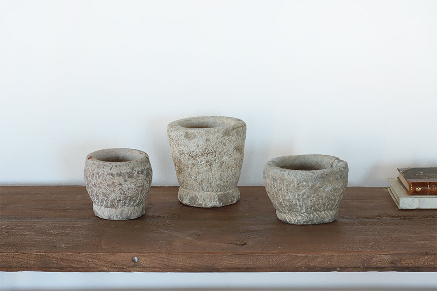 Set of 3 Carved Stone Bowls