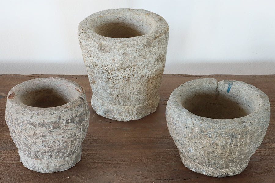 Set of 3 Carved Stone Bowls