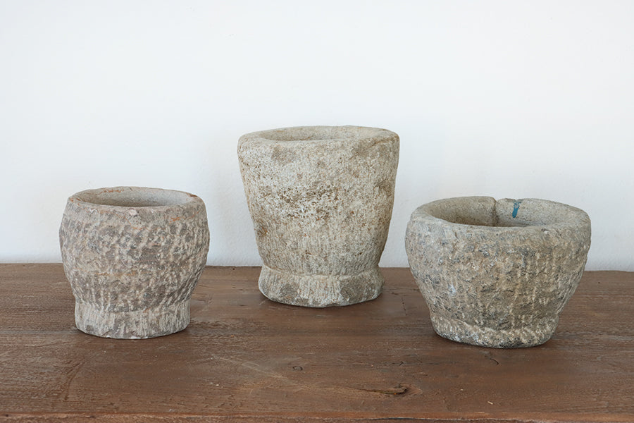 Set of 3 Carved Stone Bowls