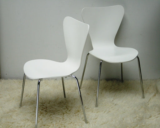 SC09W Arne Jacobsen Style White Wood Side Chair 7