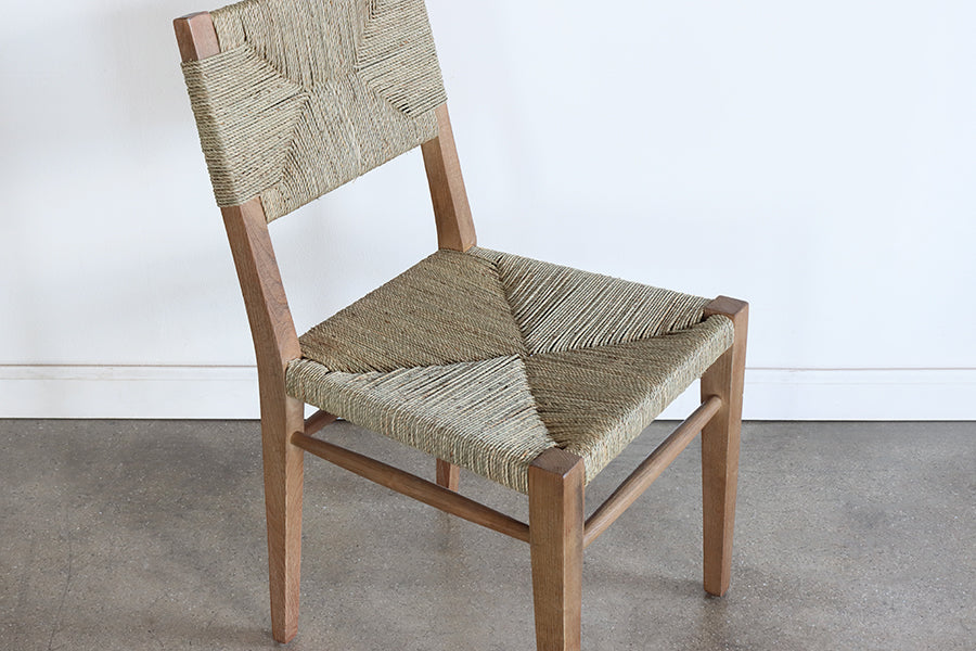 Woven Raffia and Elm Side Chair