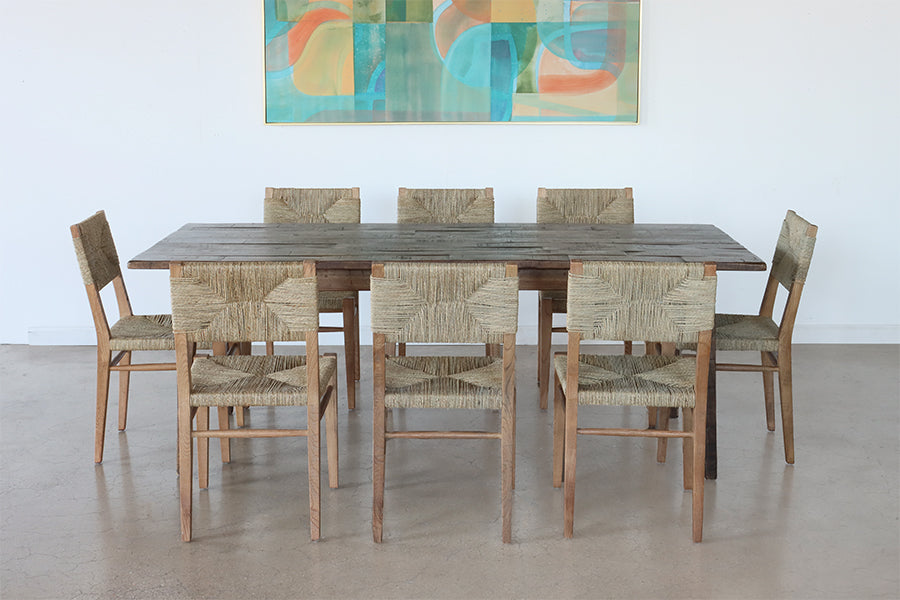 Woven Raffia and Elm Side Chair