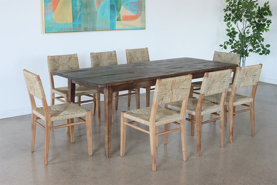 Woven Raffia and Elm Side Chair