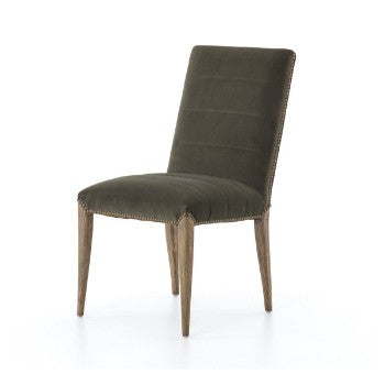 Loden Velvet Side Chair with Nailhead Trim