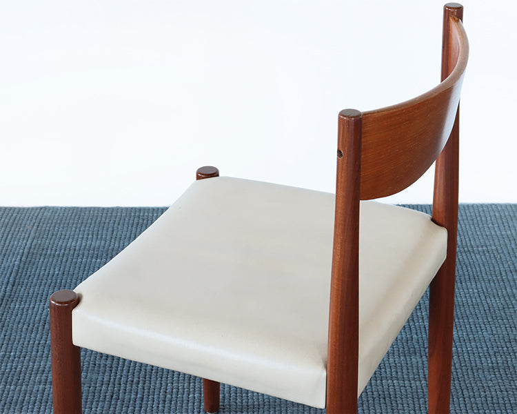 Danish Modern Teak Side Chairs with Stone Colored Leather Seats