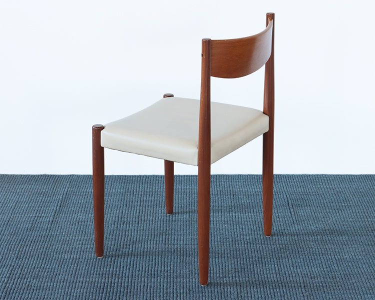 Danish Modern Teak Side Chairs with Stone Colored Leather Seats
