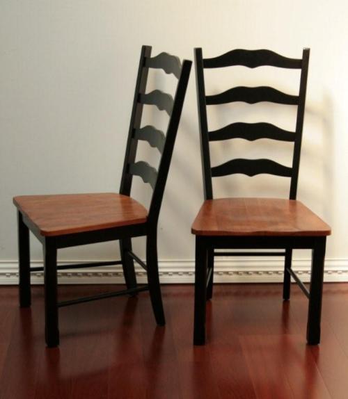 Antique Black Ladderback Side Chair with Maple Seat 7