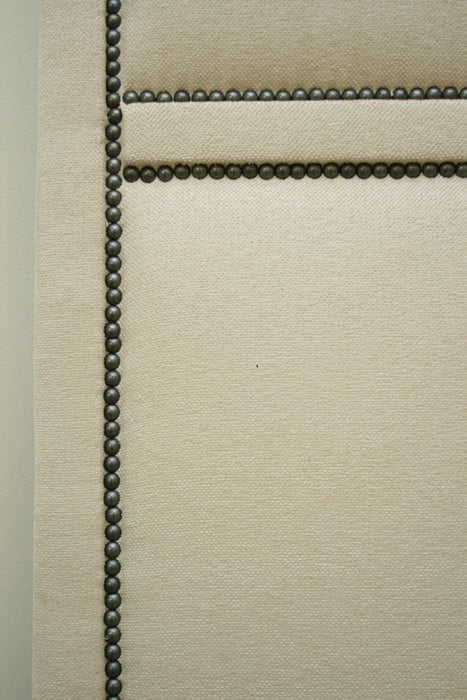 Cream 3 Panel Screen with Small Pewter Nails detail 1