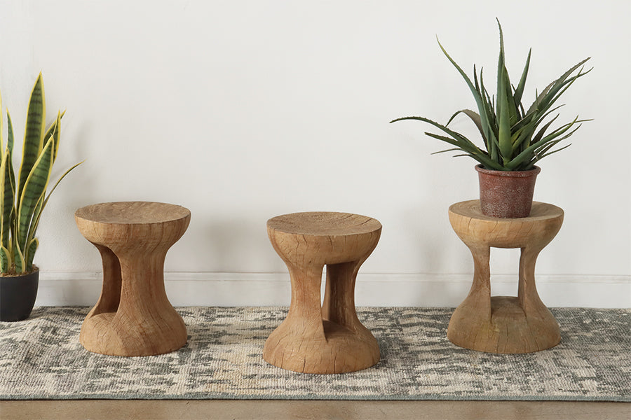 Rustic Textured Hourglass Riser or Stool
