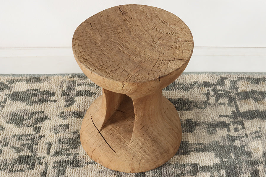 Rustic Textured Hourglass Riser or Stool