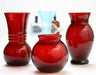 Set Of 3 Ruby Glass Vases 8
