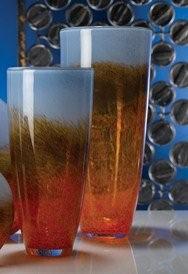 Hand Blown Sunset Hued Cylindrical Vases Set of 2 2 7