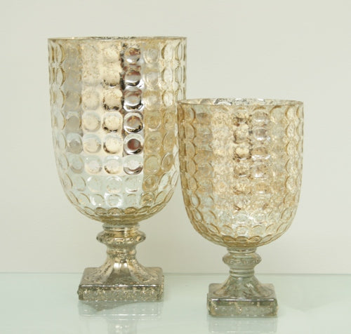 Set of 2 Antiqued Gold Goblet Tealight Candleholder Vases 8