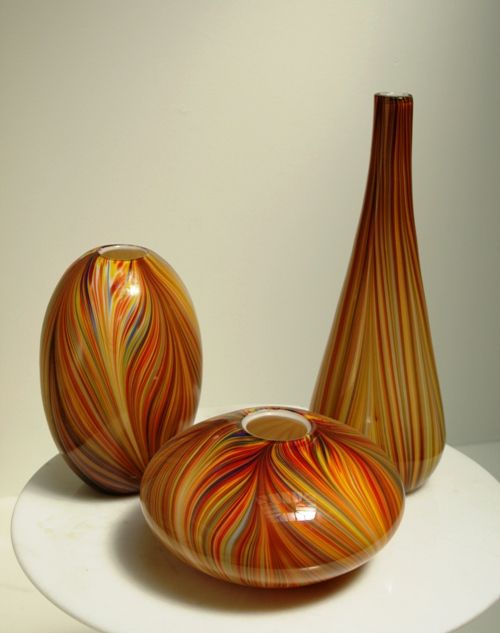  Set of 3 Orange Pucci Vases 8