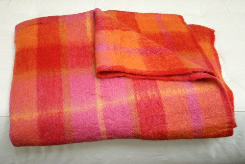 Orange Plaid Fleece Throw 1