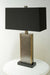 Iron and Brass Table Lamp with Marble Base and Black Shade 7