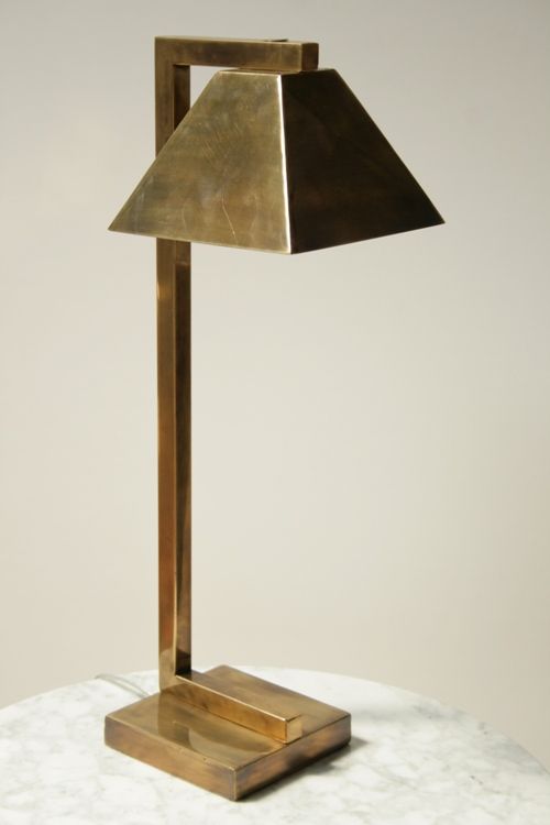 Desk Lamp with Vintage Brass Metal Square Shade 7