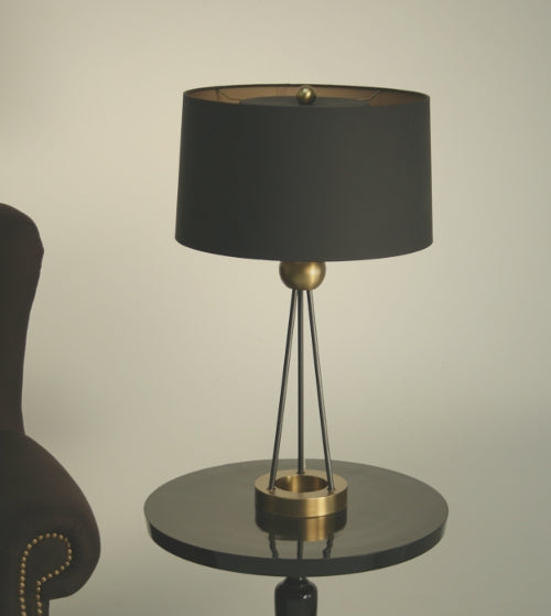 Antique Brass and Black Iron Lamp 1