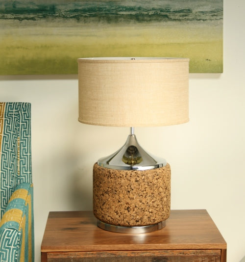 Cork and Chrome Table Lamp 1