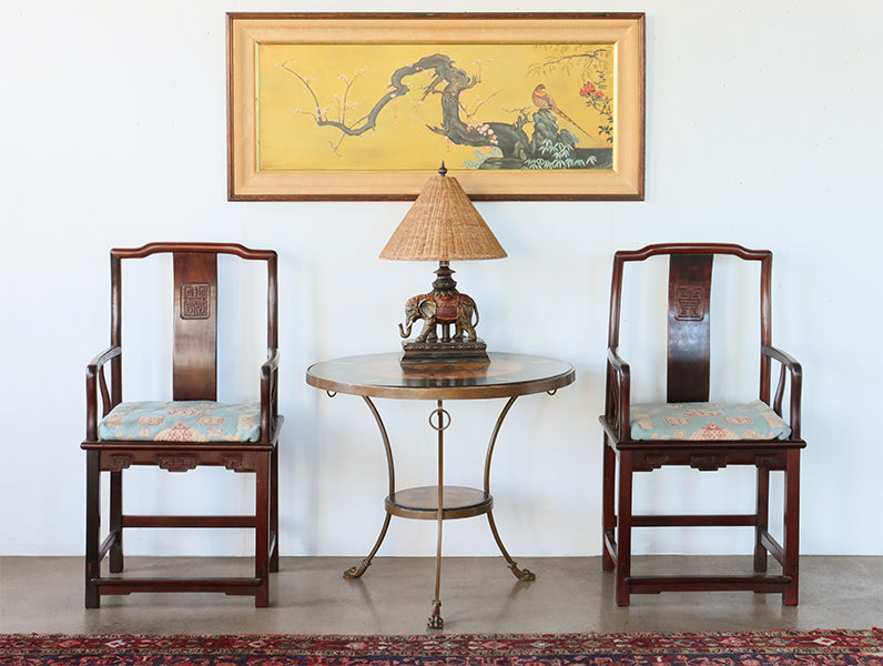 Antique Wood Carved Elephant Table Lamp