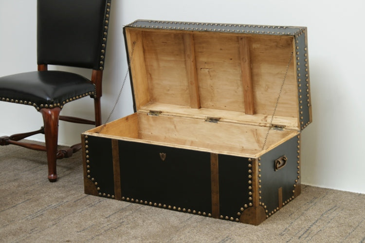 Black Leather and Brass Trunk open 9
