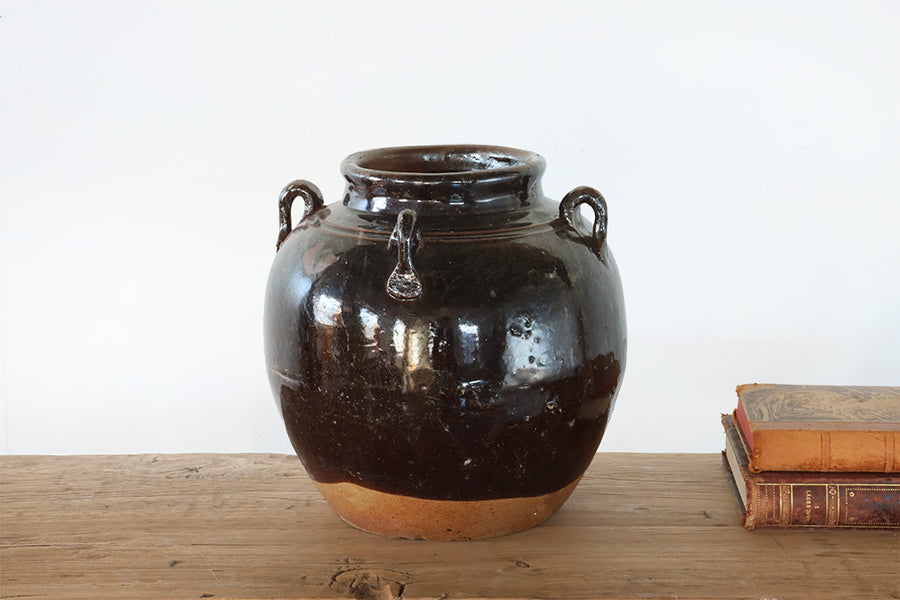 Glazed Large Pot with Four Handles