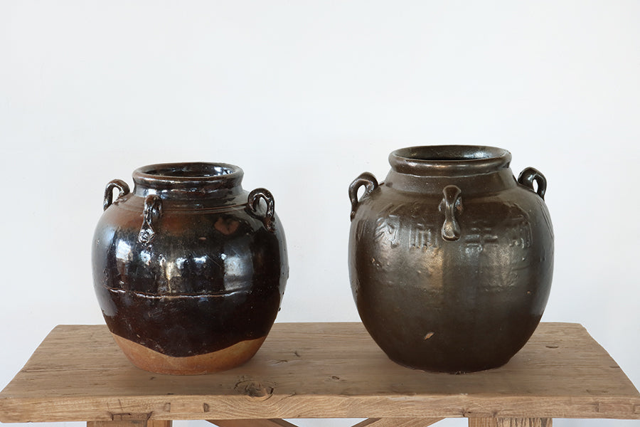 Glazed Large Pot with Four Handles