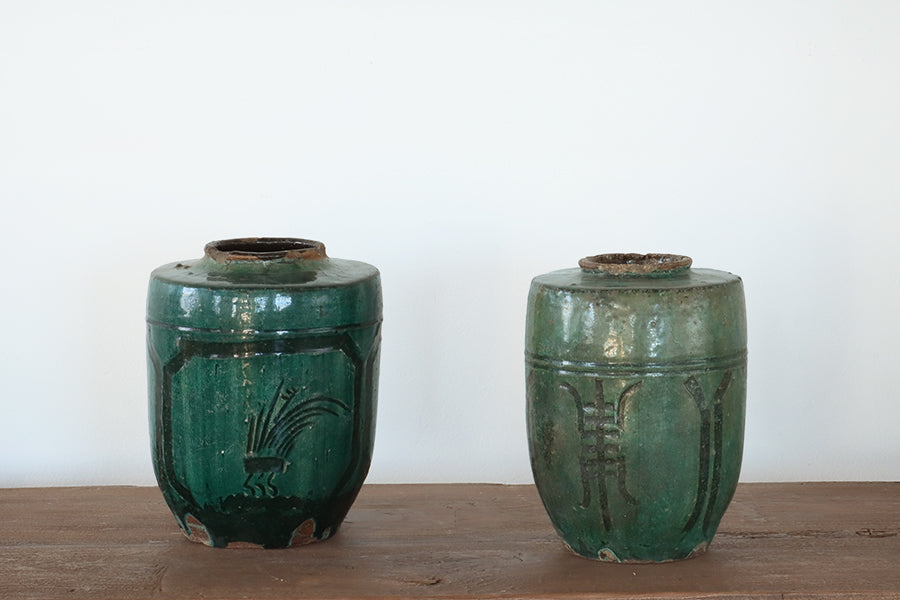 Green Hunan Glazed Chinese Style Urn