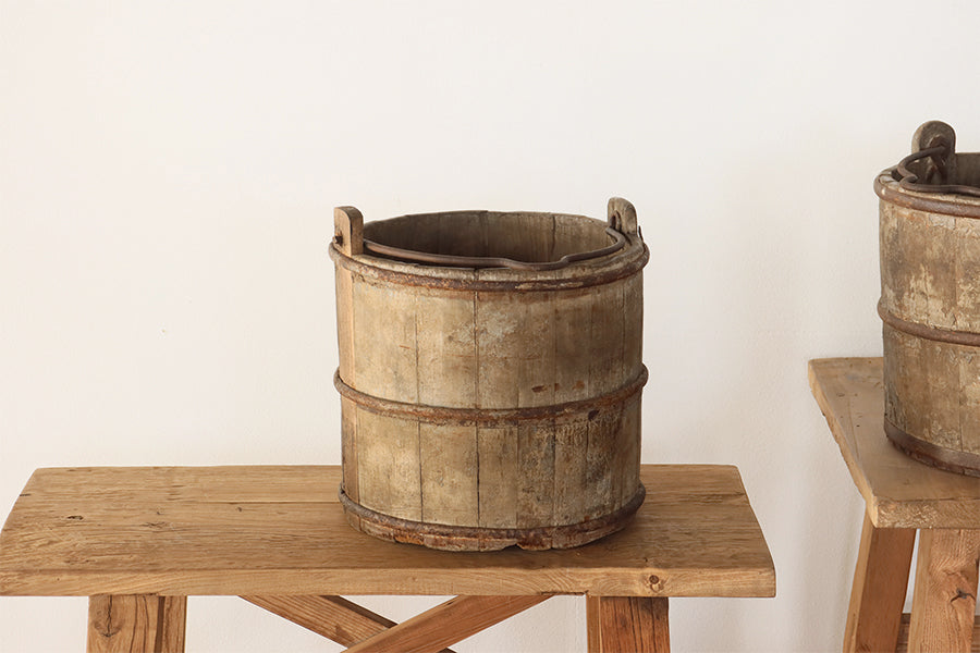 Antique Asian Wooded Well Bucket