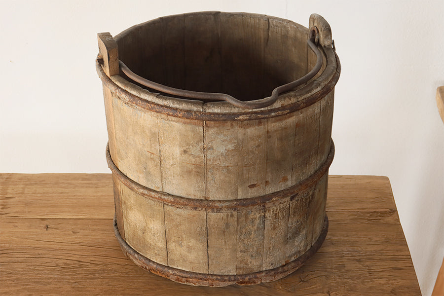 Antique Asian Wooded Well Bucket