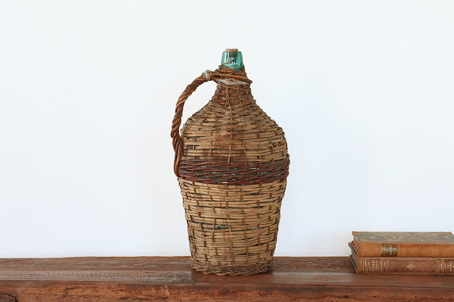 Large Wicker Covered Wine Bottle
