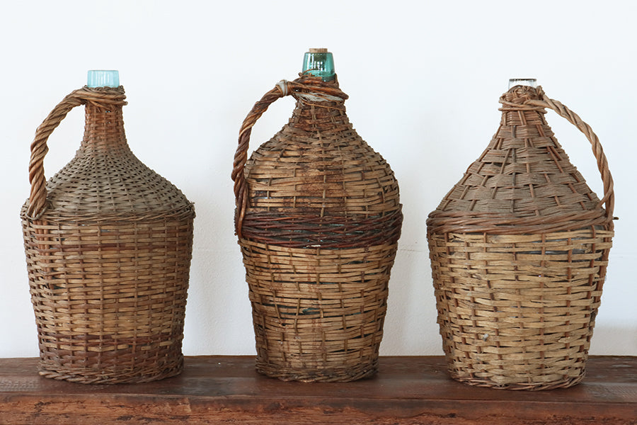 Large Wicker Covered Wine Bottle