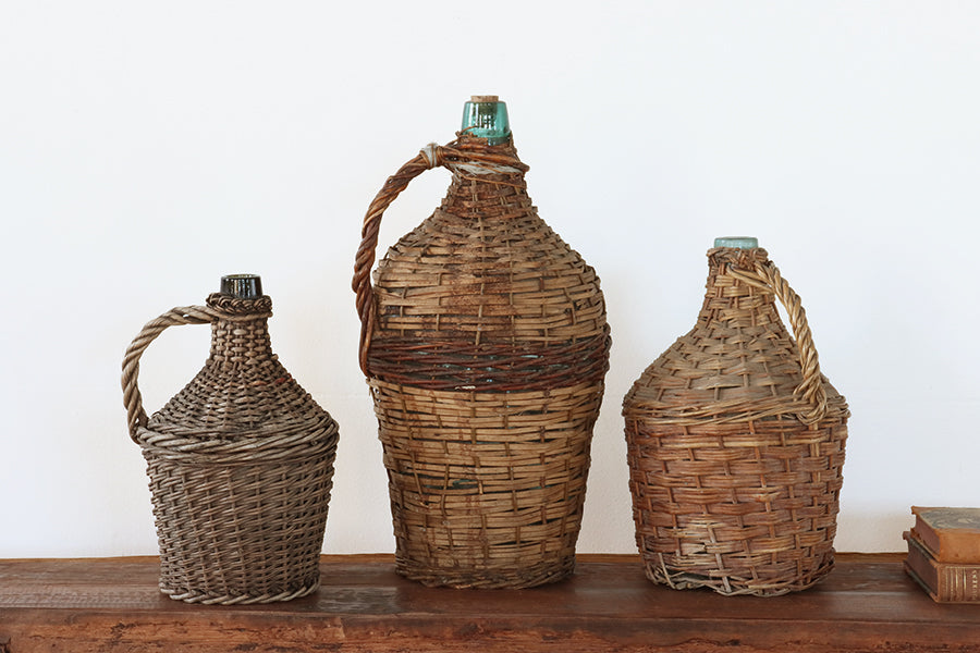 Large Wicker Covered Wine Bottle